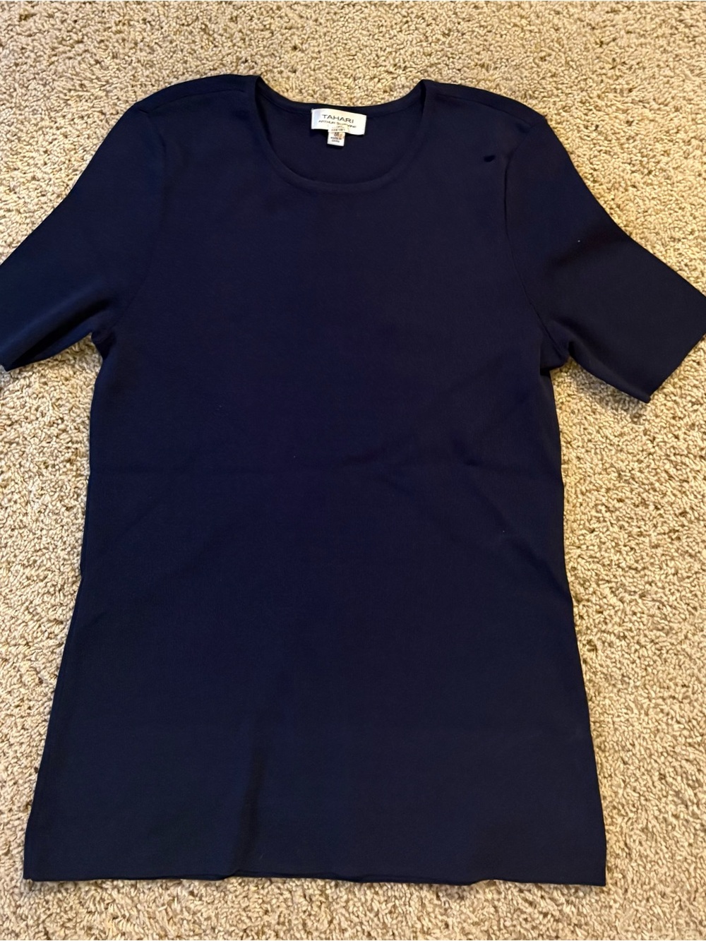 Tahari Navy Short-Sleeve Crew Neck Tee